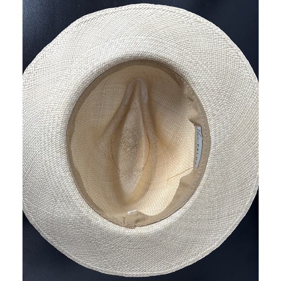 Van Palma Diana Panama Hat Small Ecru Straw Handwoven Gold-Plated Brooch Classic - Picture 9 of 9
